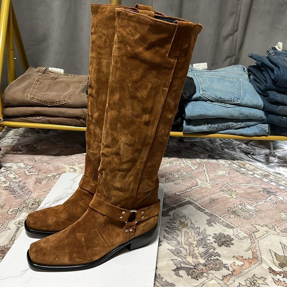 Free People Lockhart Harness Tall Boots in Brown Suede - Picture 6 of 9